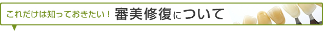 これだけは知っておきたい！審美修復について