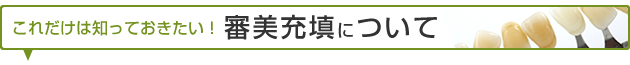 これだけは知っておきたい！審美充填について